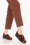 Women's Genuine Leather Wedge Heel Comfortable Stylish Mother Shoes Erp.26501 Brown Honeycomb - 6