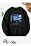Unisex Van Gogh Printed Crew Neck Black Sweatshirt