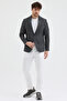 Nuxes Men's Dark Gray Polyviscon Fabric Slim Fit Self-Wiping Mono Collar Sports Blazer Jacket - 7