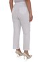Women's White Summer Trousers with Decorative Front Pockets, Snap Detail on the Legs, Elastic Waist - 5
