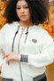 Women's White Seasonal Zippered Hooded Elastic Waist Paneled Accessories 2-Piece Tracksuit Set - 5