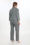 Women's khaki summer floral embroidered rhinestone elastic waist snap button 3-piece set - 5