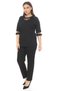 Women's black seasonal sleeveless blazer and rhinestone detail pant set - 3