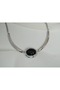 Kol168 Oval Black Stone Bar Detail Necklace - 40 cm + 5 cm Extension