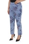 Women's Blue-Dusty Rose Summer Printed Flocked Belt Elastic Trousers - 3