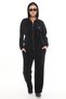 Women's Winter Special Embroidered Zippered Hooded Stone Black Velvet Tracksuit Set