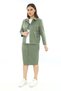 Women's Khaki Summer Skirt & Jacket Buttoned T-Shirt Printed 3-Piece Set - 3