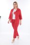 Women's Red Summer Snap-On T-Shirt with Elastic Waist Printed 3-Piece Set - 3
