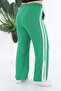 Women's Green Summer Elastic Waist & Lace-Up Side Stripe Leg Slit Linen Trousers - 5