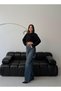 Women's Stone-Embellished High-Waisted Loose-Fit Buckled Jeans - 5