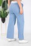 Women's Blue Summer Elastic Waist Straight Pants - 5