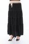 Women's Black Summer Elastic Waist Lace-Up Long Skirt - 4