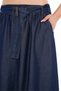 Women's Navy Blue Summer Skirt with Belt and Elastic Waist - 6