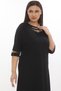 Women's Black Summer Dress with Stones on the Sleeves & Collar - 4