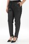 Women's Black Winter Elastic Waist Zippered Pockets Lace-Up Faux Leather Pants - 3