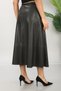 Women's Khaki Winter Belted Faux Leather Skirt - 5