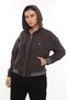 Women's Brown Seasonal Zippered Hooded Elastic Waist Paneled Accessories 2-Piece Tracksuit Set - 4