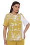 Women's Mustard Summer Elastic Waist Accessorized Printed Pipe Leg Long 2-Piece Tracksuit Set - 4