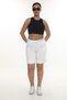Women's White Summer Lace-Up Stoned Elastic Bermuda Shorts