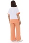 Women's Orange Summer Striped Elastic Waist Accessorized Linen 2-Piece Tracksuit Set - 5
