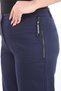 Women's Navy Blue Summer Trousers with Zippered Pockets and Flared Legs - 5