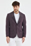 Lunos Men's Burgundy Polyviscon Fabric Slim Fit Self-Wiping Mono Collar Sports Blazer Jacket - 6