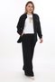 Women's Black Summer Snap T-Shirt with Printed Elastic Waist Pipe-Legged Pants 3-Piece Set