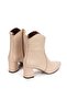 Genuine Leather Beige Pointed Toe Boots - 2