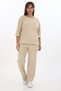 Women's Beige Seasonal Elastic Waist Pocketed Pipe Leggings 2-Piece Set