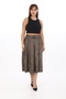 Women's Mink Seasonal Printed Belted Buttoned Skirt