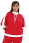 Women's Red Seasonal Paneled Piece Tracksuit Set with Lace-Up and Elastic Waist - 4