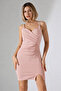 Powder Scuba Fabric Suspender Stone Detail Thin Strap Y Slit Dress