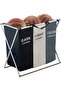 Laundry Basket Cloth Hamper Sorter Basket Foldable 3 Sections with Aluminum Frame - 6