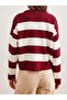 Crew Neck Striped Short Knit Sweater - 6