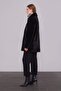 Black Sequin Pattern Midi Coat - 4
