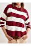Crew Neck Striped Short Knit Sweater - 3