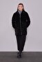 Black Sequin Pattern Midi Coat - 2