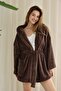 Wellsoft Plush Extra Soft Hooded Short Dressing Gown with Pocket Detail - 3