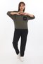 Women's Khaki Seasonal Two-Piece Set with Sleeves and Piped Pockets with Jacquard Detail - 3