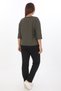 Women's Khaki Seasonal Two-Piece Set with Sleeves and Piped Pockets with Jacquard Detail - 5