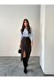 Women's Skirt with Cut-Out Front Slit Linen Skirt - 5
