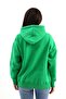 Green Oversized Printed Hooded Three Thread Casual Comfort Model Thick Winter Sweatshirt - 5