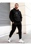 Unisex Minimal Printed Hooded Sweatshirt and Jogger Sweatpants - Bottom and Top Set