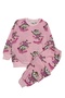Girl's Two Thread Sha Fleece-Lined Embe Color Ballerina Patterned Long Sleeve Pajama Set - 3