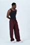 Large Size Wide Leg 4 Seasons Casual Men's Burgundy Trousers - 4