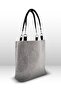 Furry Soft Touch Plush & Leather Women's Gray Hand and Shoulder Bag - Leather Handle - 2
