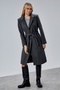 Women's Anthracite Belted Buttoned Long Coat - 8