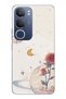 حافظة سيليكون متوافقة مع Vivo Y19s، بتصميم كوكب ونجمة ووردة مطبوع