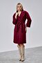 Burgundy Belted Oversized Cashmere Coat - 8