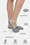Bamboo Women's Ballerina White-Grey Socks Stitch-Free Invisible Anti-Slip Heel Silicone Premium 4-Pack - 2